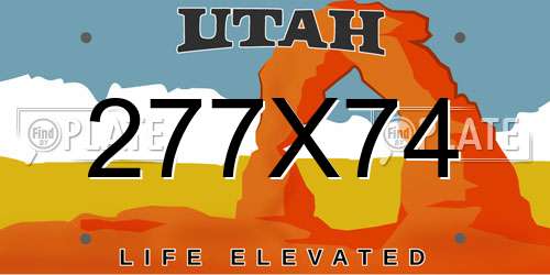 277X74 Utah License Plate