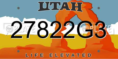 27822G3 Utah License Plate