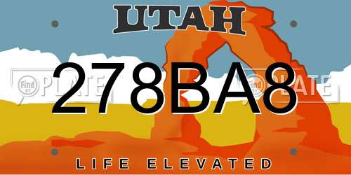 278BA8 Utah License Plate