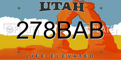 278BAB Utah License Plate