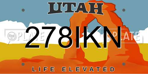 278IKN Utah License Plate
