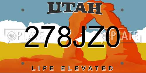 278JZ0 Utah License Plate