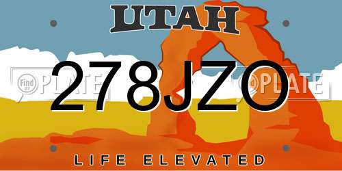 278JZO Utah License Plate