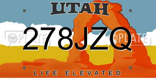 278JZQ Utah License Plate