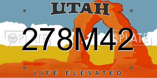278M42 Utah License Plate