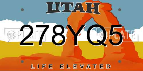 278YQ5 Utah License Plate