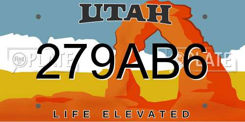 279AB6 Utah License Plate