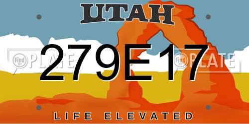 279E17 Utah License Plate
