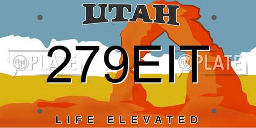 279EIT Utah License Plate