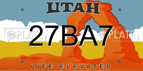 27BA7 Utah License Plate