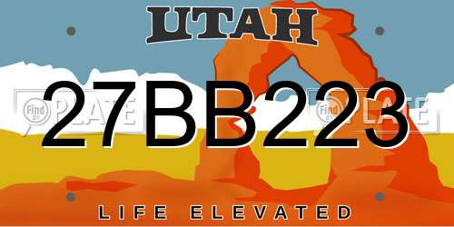27BB223 Utah License Plate