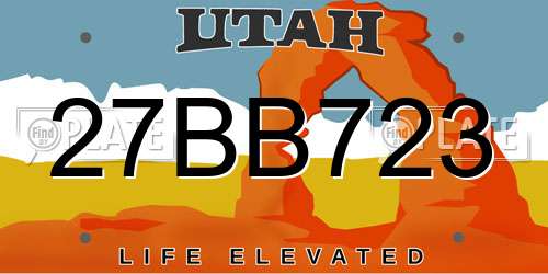 27BB723 Utah License Plate