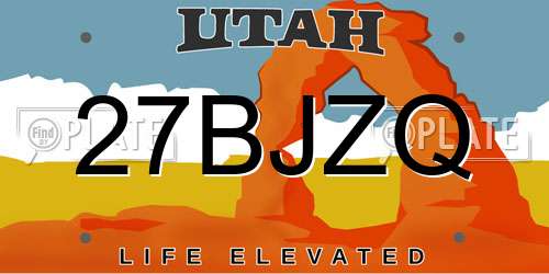 27BJZQ Utah License Plate