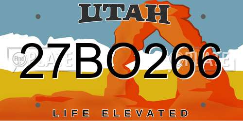 27BO266 Utah License Plate