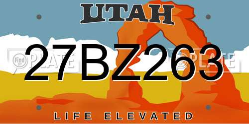 27BZ263 Utah License Plate