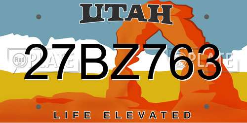 27BZ763 Utah License Plate