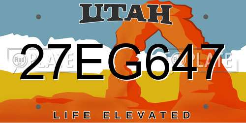27EG647 Utah License Plate