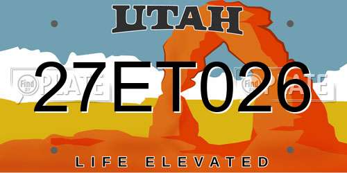 27ET026 Utah License Plate