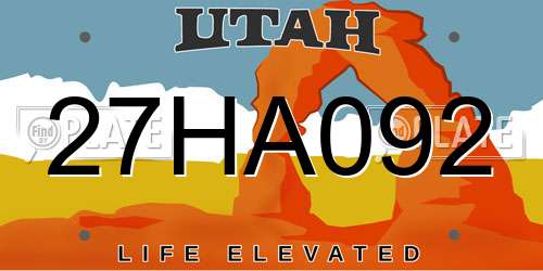 27HA092 Utah License Plate