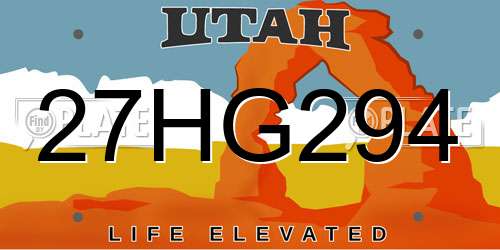 27HG294 Utah License Plate