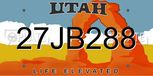 27JB288 Utah License Plate