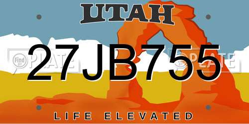 27JB755 Utah License Plate