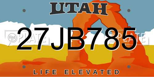 27JB785 Utah License Plate