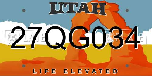 27QG034 Utah License Plate