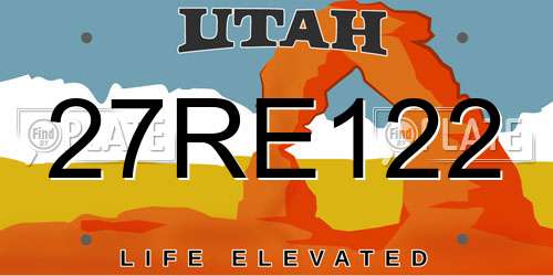 27RE122 Utah License Plate
