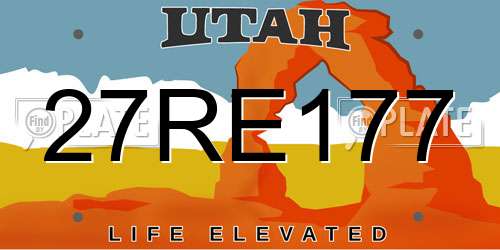 27RE177 Utah License Plate