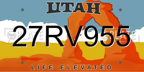 27RV955 Utah License Plate