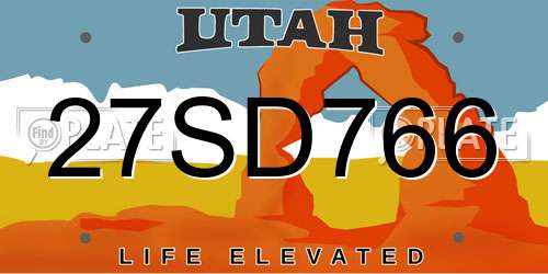 27SD766 Utah License Plate