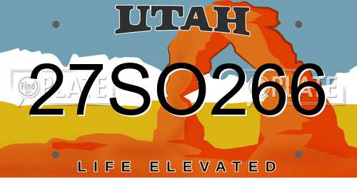 27SO266 Utah License Plate