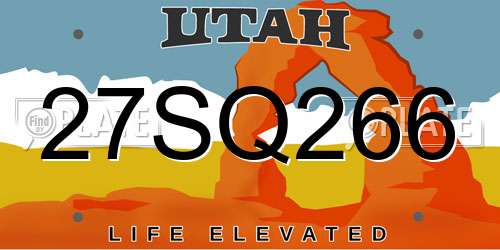 27SQ266 Utah License Plate