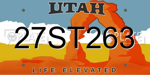 27ST263 Utah License Plate
