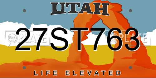 27ST763 Utah License Plate