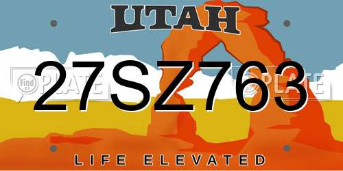 27SZ763 Utah License Plate