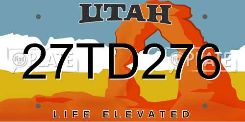 27TD276 Utah License Plate