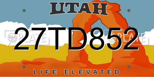 27TD852 Utah License Plate