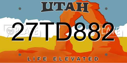 27TD882 Utah License Plate