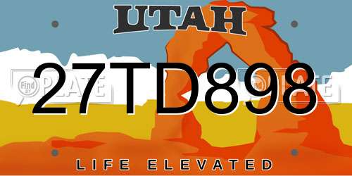 27TD898 Utah License Plate