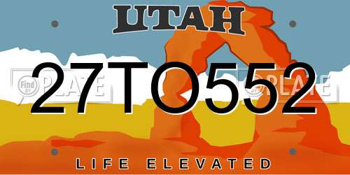 27TO552 Utah License Plate