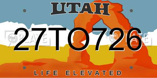 27TO726 Utah License Plate