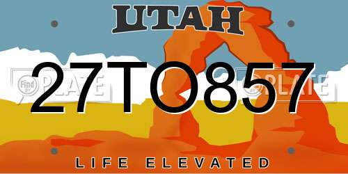 27TO857 Utah License Plate