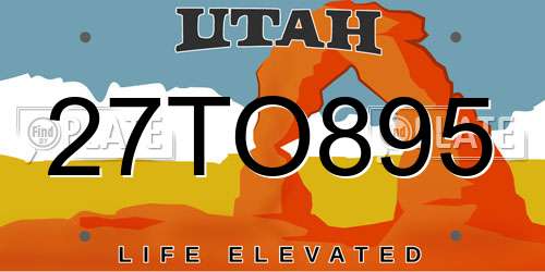 27TO895 Utah License Plate