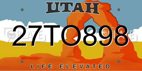 27TO898 Utah License Plate