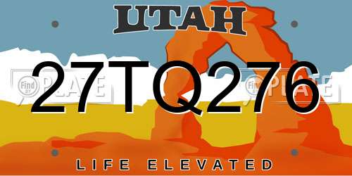 27TQ276 Utah License Plate
