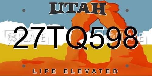 27TQ598 Utah License Plate