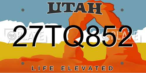27TQ852 Utah License Plate