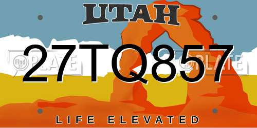 27TQ857 Utah License Plate